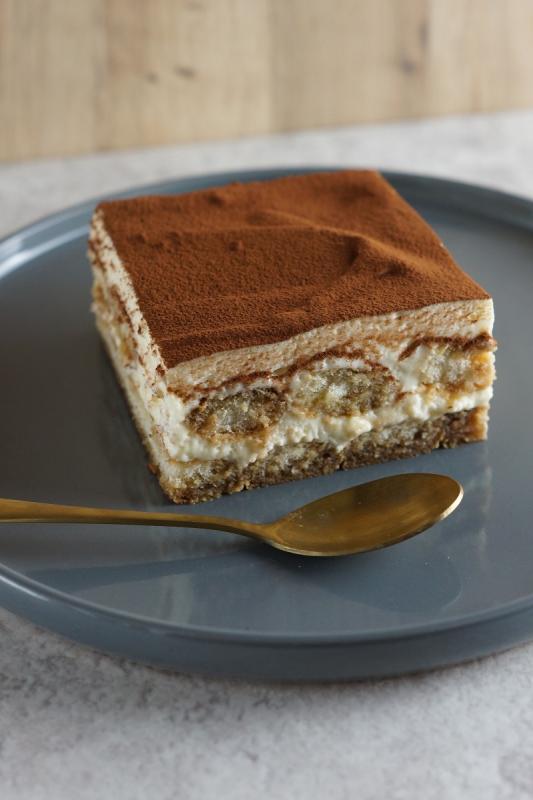 Tiramisu with whipped cream and egg whites