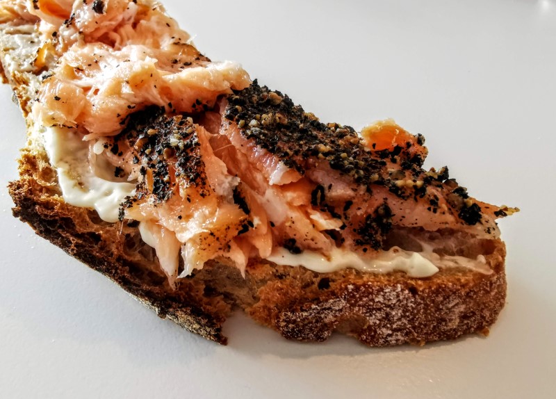 Hot smoked salmon with pepper