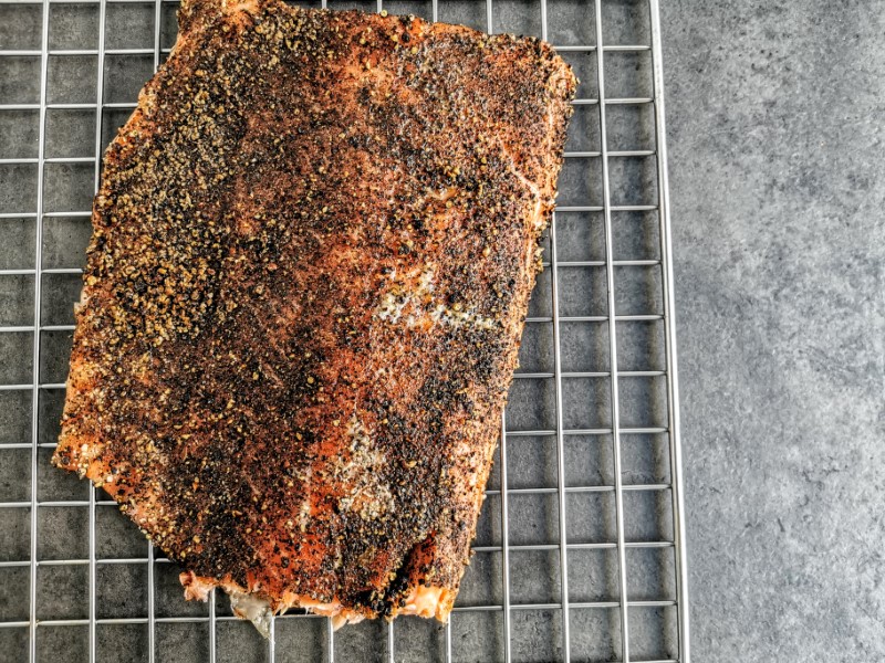 Hot smoked salmon with pepper